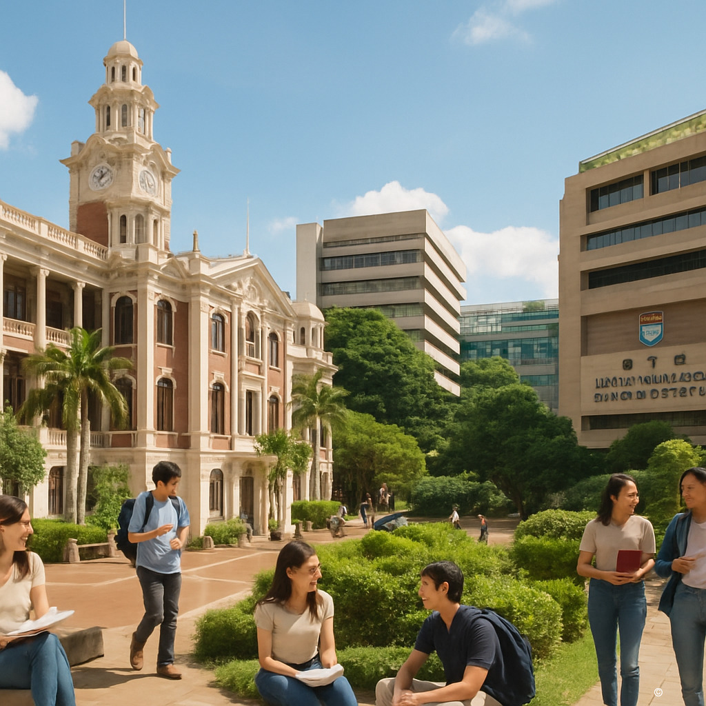 香港大学校园全景，学术氛围浓厚
