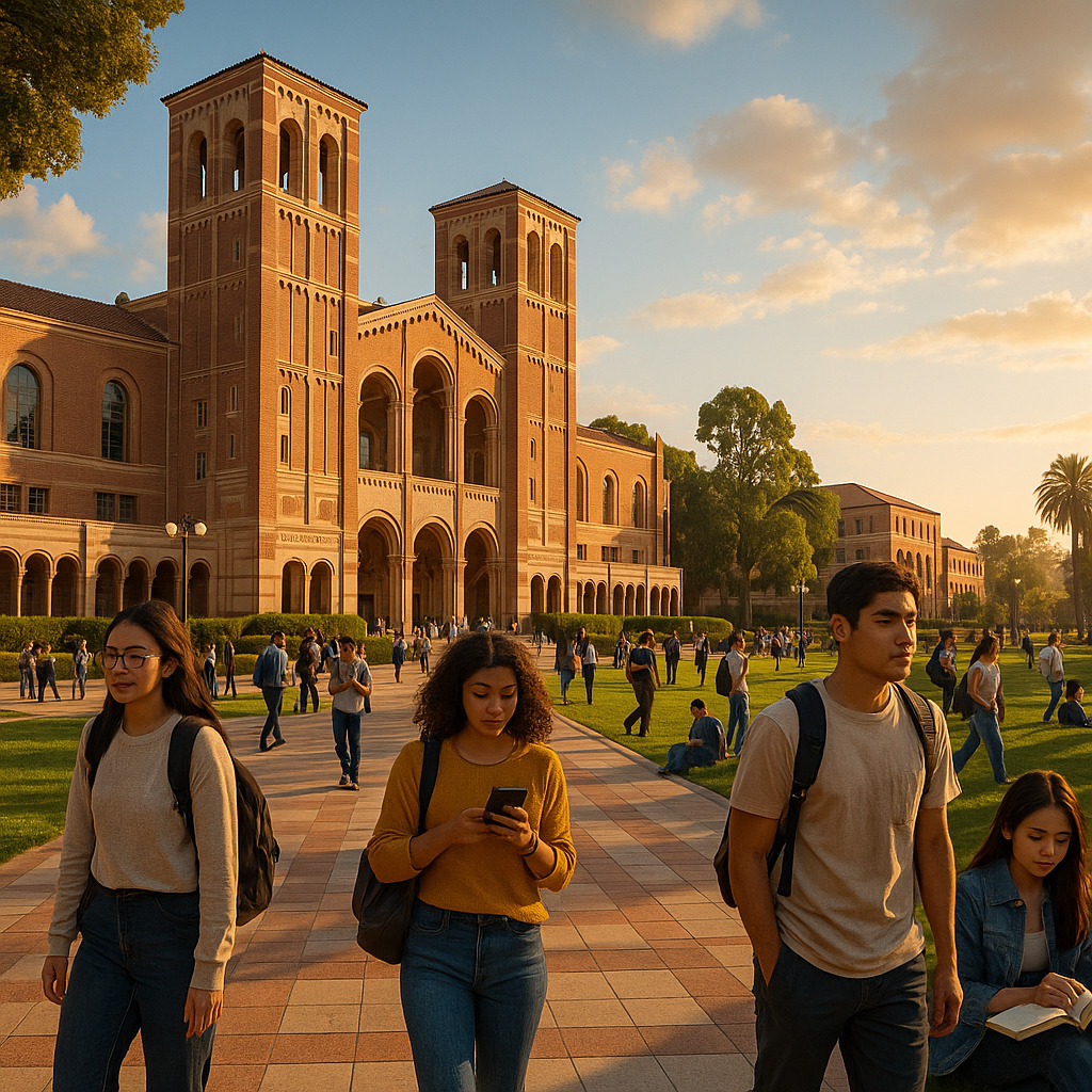 UCLA校园全景，展现学术卓越与国际化魅力